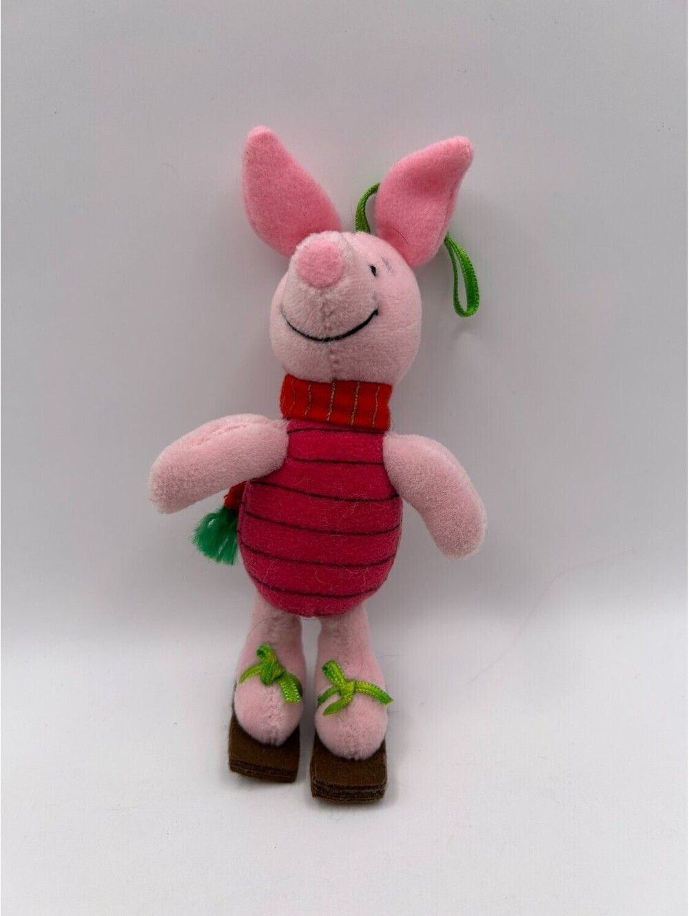 Disney Winnie The Pooh Piglet Ice Skating Plush Christmas Ornament Pink Fabric